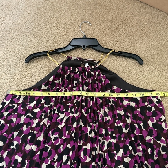 Trina Turk Purple Pleated Gold Chain Strap Tank Top – Size Large - Picture 8 of 12